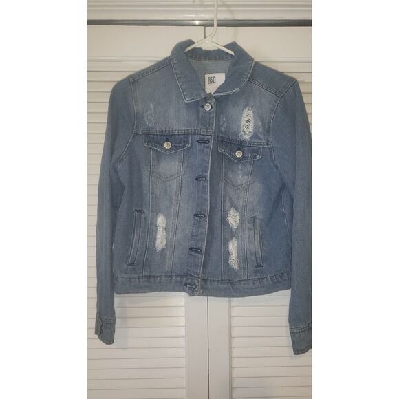 RSQ Collective denim jacket cropped/frayed size med - Picture 1 of 3